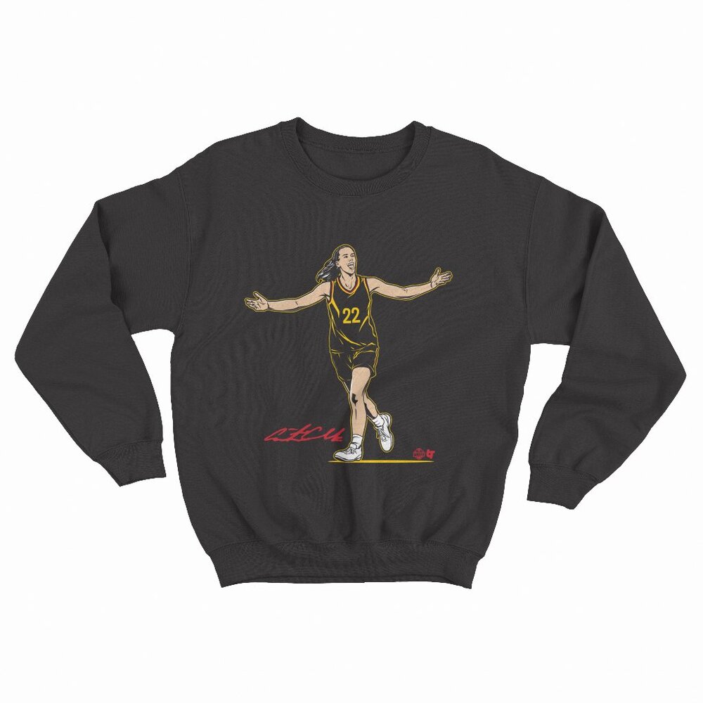 Caitlin Clark Superstar Pose - Indiana Basketball Black Sweater